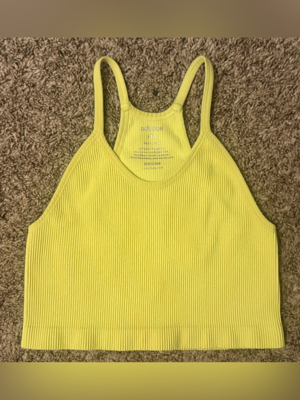Ribbed Yellow Cropped Tank Top